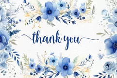 Navy Blue flowers Clipart Watercolor Blue flowers borders Product Image 5