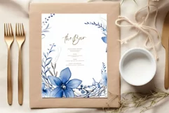 Dusty Blue flowers Clipart Watercolor Blue flowers png Product Image 5