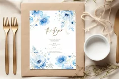 Dusty Blue flowers Clipart Blue Peonies Clipart Watercolor Product Image 5