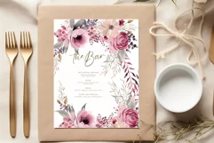 Dusty Pink Flowers Clipart Watercolor blush flowers clipart Product Image 5
