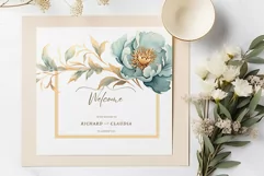 Dusty Blue Floral Clipart Watercolor Teal Flowers Clipart Product Image 5