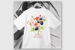 Wildflowers Watercolor clipart Strawberries Flowers Berries Product Image 5