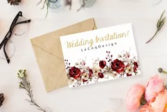 Red Wild Roses Clipart Watercolor Roses PNG Dusty Wild Roses Product Image 5