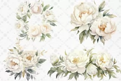 Wild Floral Clipart Watercolor White Peony Floral Borders Product Image 2