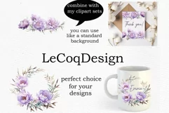 Purple Flowers Clipart Watercolor Purple Peonies Clipart Product Image 3