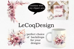 Dusty Pink Flowers Clipart Watercolor blush flowers clipart Product Image 6