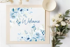 Dusty Blue flowers Clipart Blue Peonies Clipart Watercolor Product Image 6