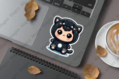 Baby Dressed as a Black Cat Sublimation Sticker Product Image 1