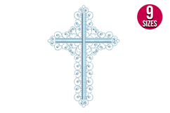 Fancy Cross Machine Embroidery Design Pattern - 9 Sizes Product Image 1