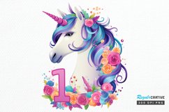 Number Unicorn Birthday PNG Clipart Product Image 1