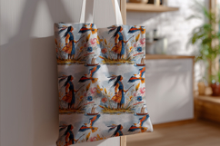 Native American Man and Eagle Seamless Pattern with Prairie Product Image 5