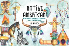 Native American watercolor cliparts Product Image 1