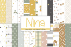 Nativity Christmas digital paper set in soft neutral colors