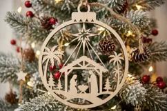 Nativity Christmas Ornament SVG, Holiday Laser Cut Design Product Image 1