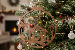 Nativity Christmas Ornament SVG, Holiday Laser Cut Design Product Image 2