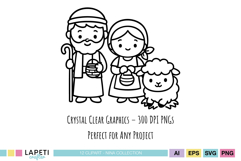 Nativity outline images for scrapbooking planners and DIY projects