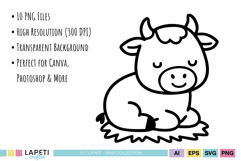 Christian Christmas clipart set with simple outline drawings