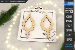 Nativity Drop Earrings Laser Cut | Xmas Pendant Earrings SVG Product Image 1