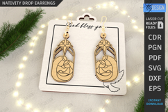 Nativity Drop Earrings Laser Cut | Xmas Pendant Earrings SVG Product Image 1