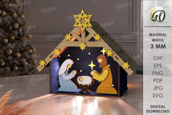 Nativity Light Stand Laser Cut. Nativity Lightbox SVG Product Image 1
