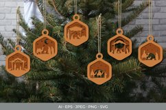 3D Papercut Nativity, Christmas Tree Ornament Set Product Image 1