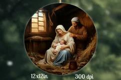Nativity Scene Png / Christmas Round Sublimation Png Product Image 1