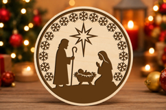 Nativity Scene Round Sign SVG Product Image 1