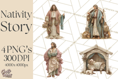 Nativity Scene Clipart, Holy Family &amp; Three Kings PNG Product Image 1