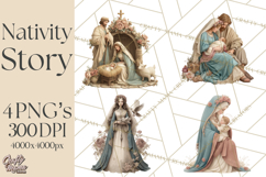 Nativity Scene Clipart, Holy Family &amp; Three Kings PNG Product Image 1
