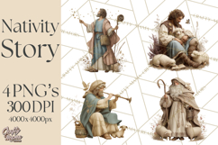 Nativity Scene Clipart, Holy Family &amp; Three Kings PNG Product Image 1