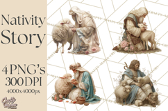 Nativity Scene Clipart, Holy Family &amp; Three Kings PNG Product Image 1