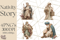 Nativity Scene Clipart, Holy Family &amp; Three Kings PNG Product Image 1