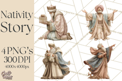 Nativity Scene Clipart, Holy Family & Three Kings PNG Product Image 1