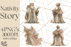 Nativity Scene Clipart, Holy Family & Three Kings PNG Product Image 1