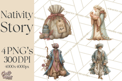 Nativity Scene Clipart, Holy Family & Three Kings PNG Product Image 1
