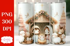Christmas nativity tumbler wrap PNG for sublimation Product Image 1