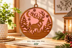 Natural Wood Reindeer Christmas Ornament Product Image 2