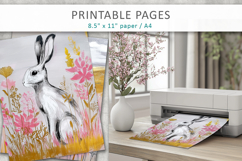 nature junk journal, hare illustration Product Image 5