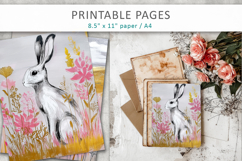 nature junk journal, hare illustration Product Image 7