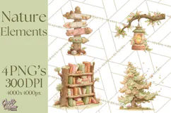 Whimsical Trees Clipart, Woodland Forest PNG, Wooden Png Product Image 1