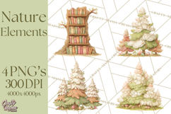 Whimsical Trees Clipart, Woodland Forest PNG, Wooden Png Product Image 1