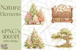Whimsical Trees Clipart, Woodland Forest PNG, Wooden Png Product Image 1