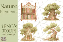 Whimsical Trees Clipart, Woodland Forest PNG, Wooden Png Product Image 1