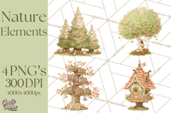 Whimsical Trees Clipart, Woodland Forest PNG, Wooden Png Product Image 1