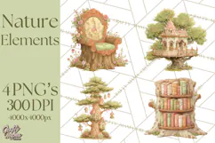 Whimsical Trees Clipart, Woodland Forest PNG, Wooden Png Product Image 1