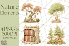 Whimsical Trees Clipart, Woodland Forest PNG, Wooden Png Product Image 1