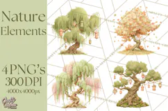 Whimsical Trees Clipart, Woodland Forest PNG, Wooden Png Product Image 1