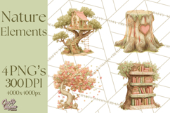 Whimsical Trees Clipart, Woodland Forest PNG, Wooden Png Product Image 1