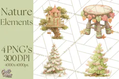 Whimsical Trees Clipart, Woodland Forest PNG, Wooden Png Product Image 1