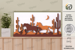 Nature wall decor Laser Cut. Horses SVG Product Image 1